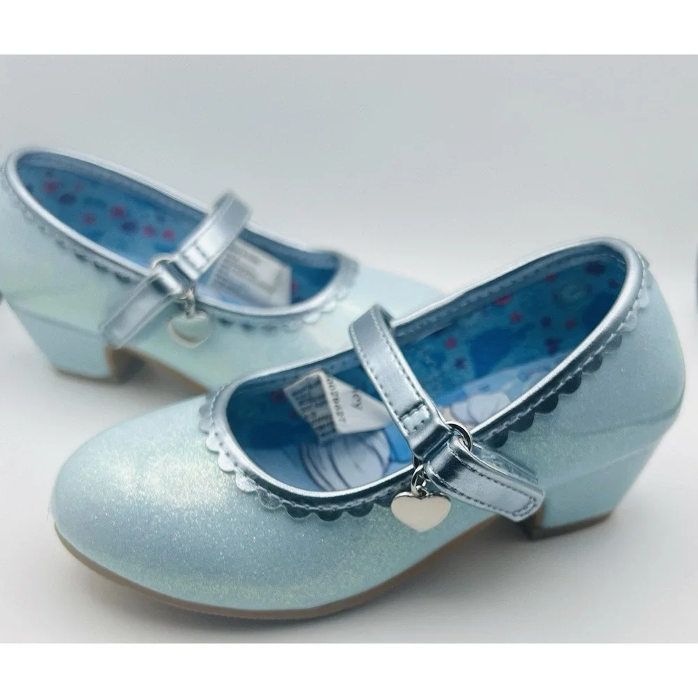 Disney Cinderella Toddler Dress Shoes Size 8 Blue Glitter Mary Jane Princess